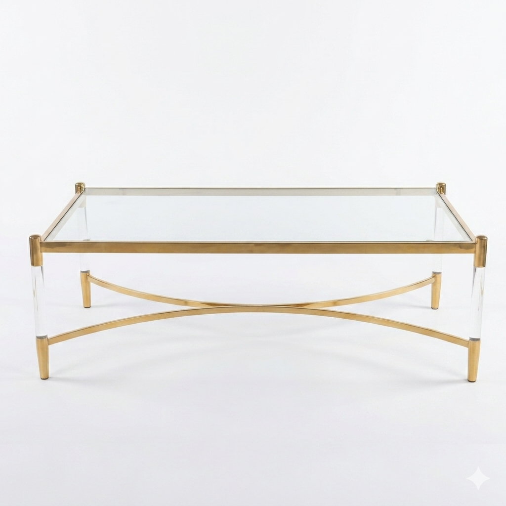 Claridge Acrylic and Gold Glass Coffee Table