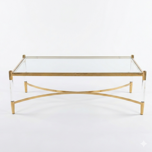Claridge Acrylic and Gold Glass Coffee Table