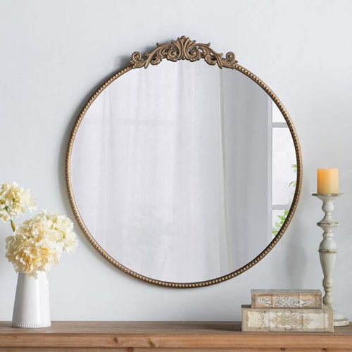 Vintage Baroque Gold Round Mirror 60cm