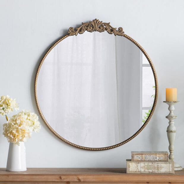 Vintage Baroque Gold Round Mirror 60cm