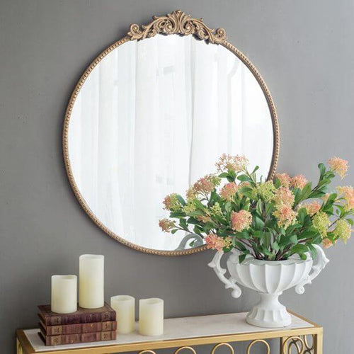 Vintage Baroque Gold Round Mirror 60cm