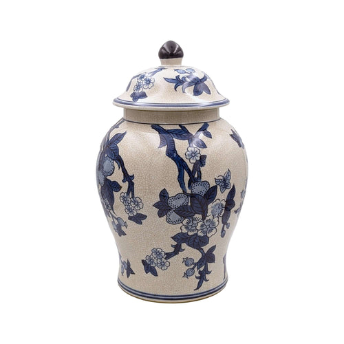 Vintage Blue White Blossom Motif Jar