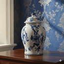 Vintage Blue White Blossom Motif Jar