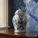 Vintage Blue White Blossom Motif Jar