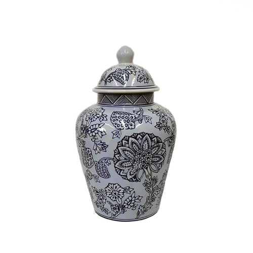 Vintage Blue White Floral Ginger Jar
