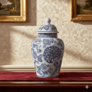 Vintage Blue White Floral Ginger Jar