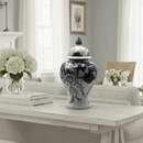 Vintage Blue White Porcelain Ginger Jar