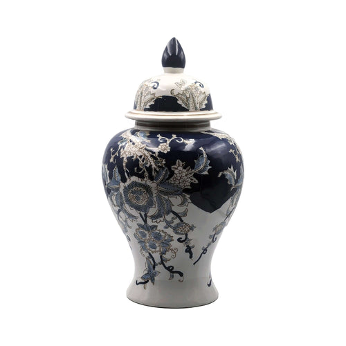 Vintage Blue White Porcelain Ginger Jar