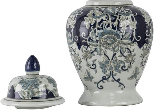 Vintage Blue White Porcelain Ginger Jar