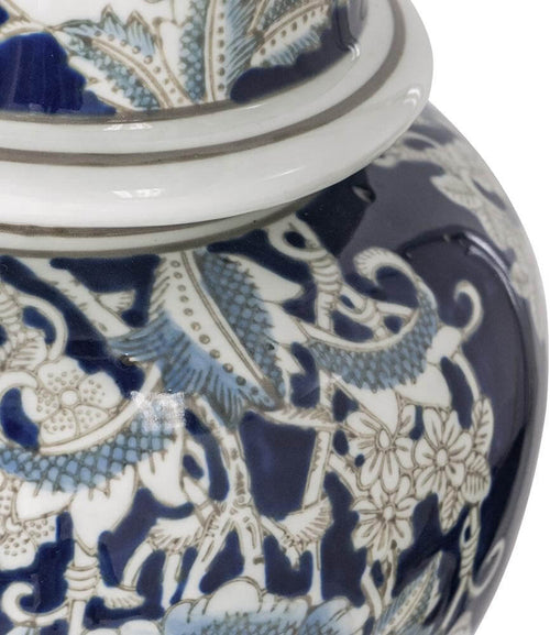 Vintage Blue White Porcelain Ginger Jar