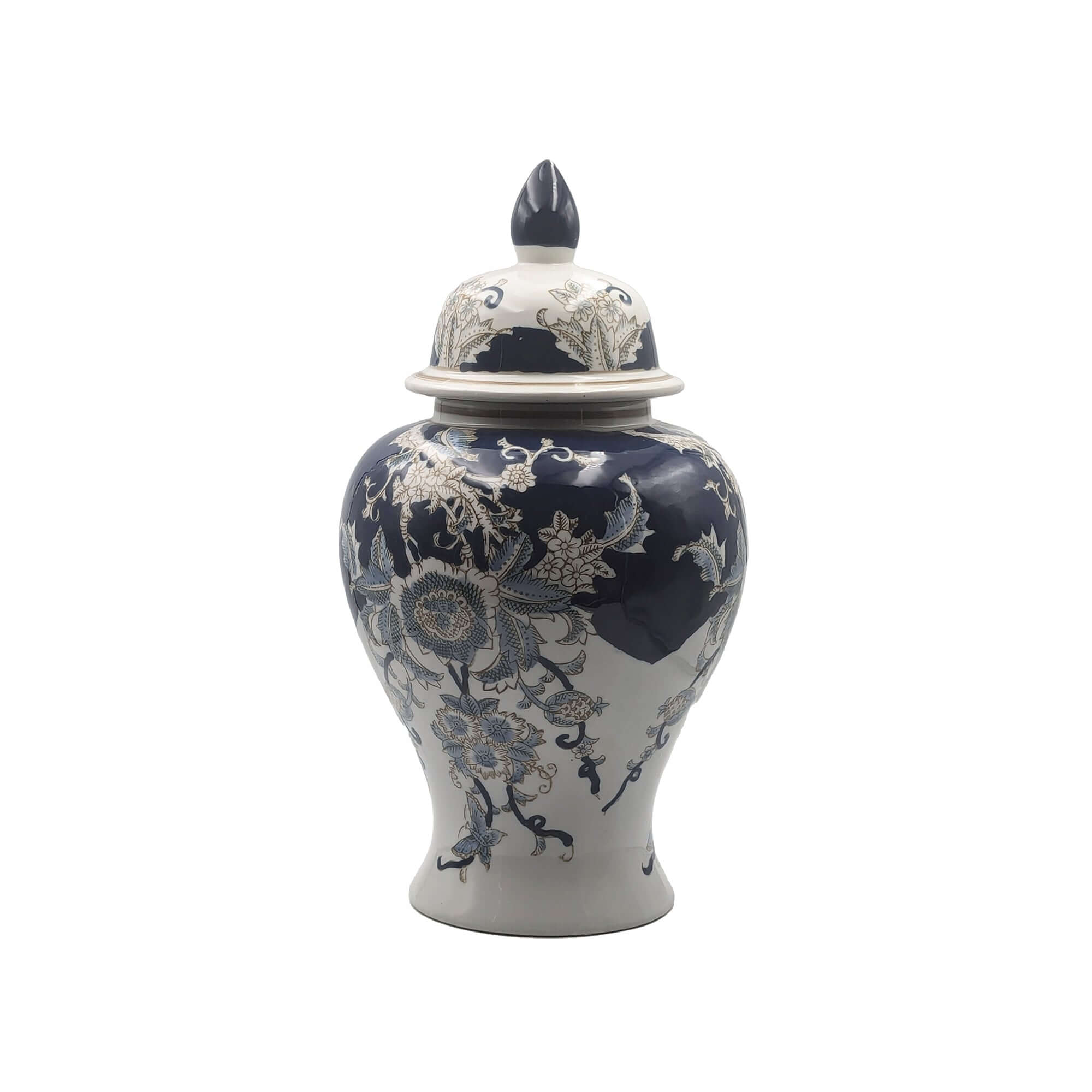 Vintage Blue White Porcelain Ginger Jar