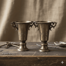 Vintage Brass Trophy Urn Vase Set - Solid Brass
