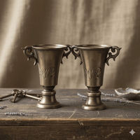 Vintage Brass Trophy Urn Vase Set - Solid Brass