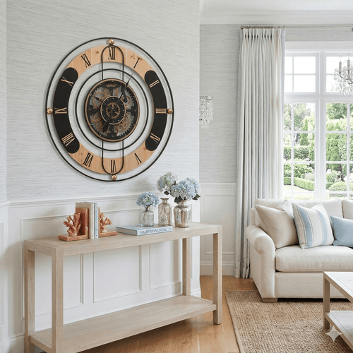 Vintage Country Industrial Gear Clock 90cm
