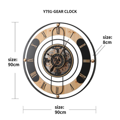 Vintage Country Industrial Gear Clock 90cm