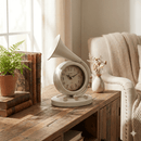 Vintage Cream Trumpet Table Clock 24cm