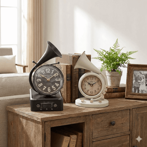 Vintage Cream Trumpet Table Clock 24cm