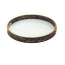 Vintage Gold & Wood Round Serving Trays