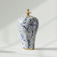 Vintage Hand-Painted Blue Bird Ginger Jar