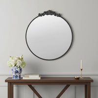 Vintage Round Black Wall Mirror 60cm