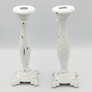 Vintage White Acanthus Leaf Taper Candle Holders