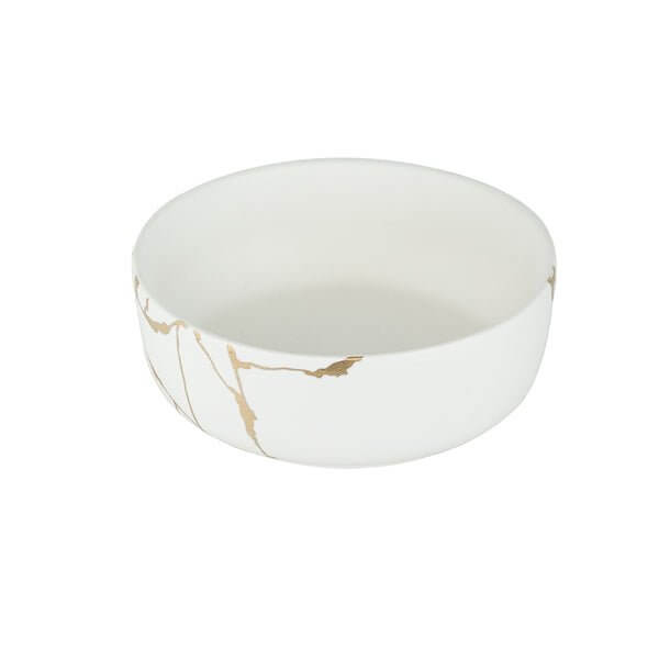 Wabi-Sabi Ceramic Round Bowl White/Gold