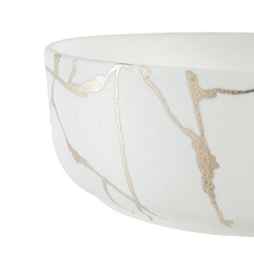 Wabi-Sabi Ceramic Round Bowl White/Gold