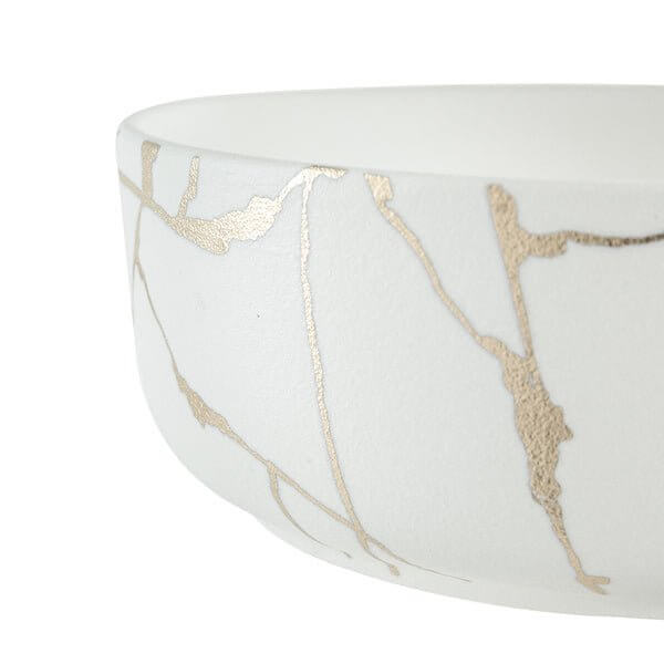 Wabi-Sabi Ceramic Round Bowl White/Gold