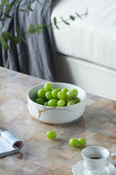 Wabi-Sabi Ceramic Round Bowl White/Gold
