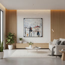 Walk in City Framed Oil Canvas Painting