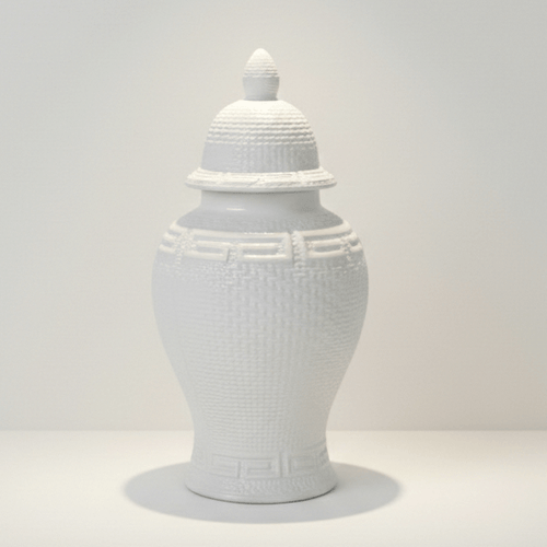 White Ceramic Ginger Jar Zen Inspired Style