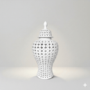 White Hamptons Lace Ceramic Temple Jar