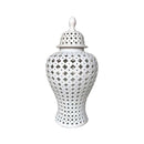 White Hamptons Lace Ceramic Temple Jar