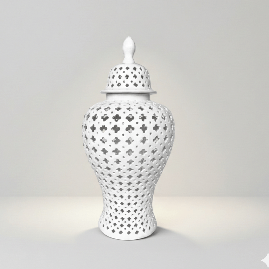 Impressive White Hamptons Lace Ginger Jar