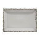 White Paisley Rectangular Ceramic Tray