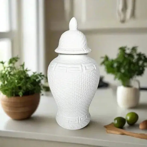 White Zen Style Ceramic Temple Jar