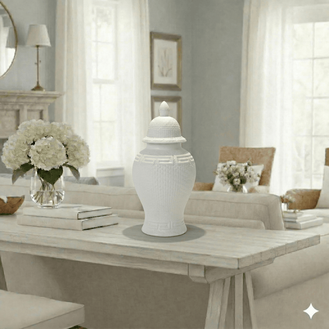 White Zen Style Ceramic Temple Jar