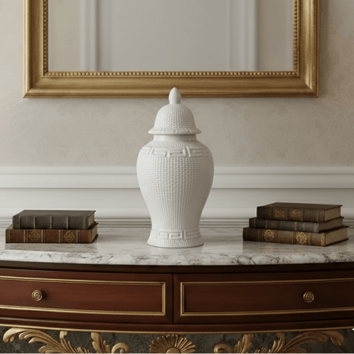White Zen Style Ceramic Temple Jar