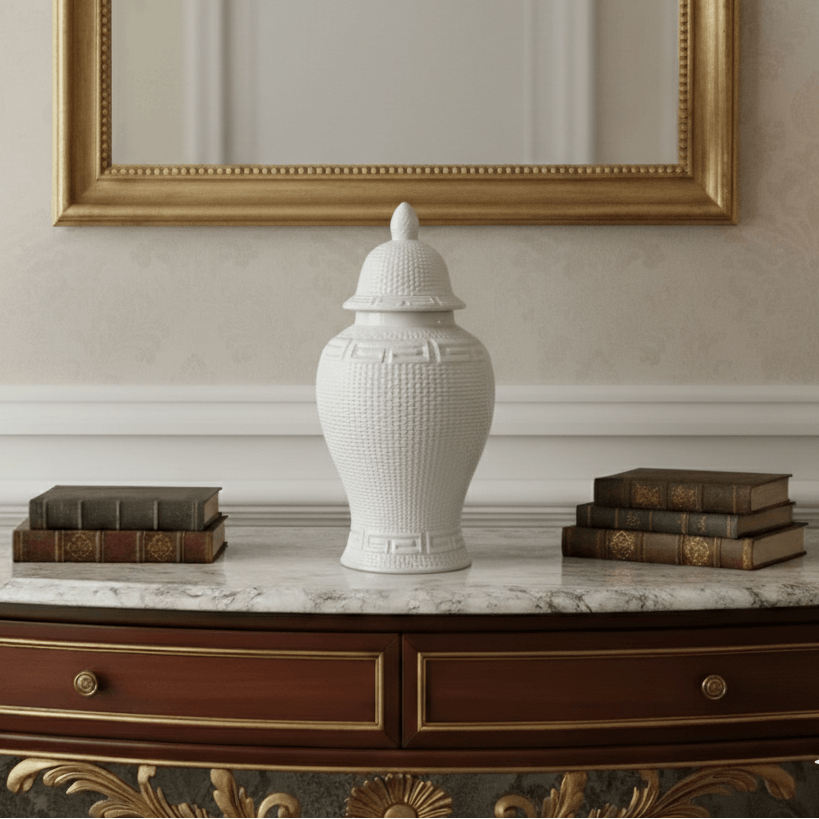 White Zen Style Ceramic Temple Jar