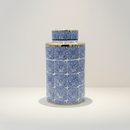 Willow Ceramic Blue Gold Accent Ginger Jar