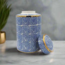 Willow Ceramic Blue Gold Accent Ginger Jar