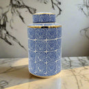 Willow Ceramic Blue Gold Accent Ginger Jar