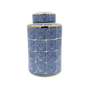 Willow Ceramic Blue Gold Accent Ginger Jar