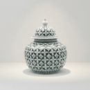 Zara Hunter Green White Ceramic Temple Jar
