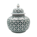 Zara Hunter Green White Ceramic Temple Jar