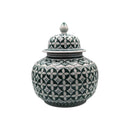 Zara Hunter Green White Ceramic Temple Jar