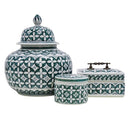 Zara Hunter Green White Ceramic Temple Jar