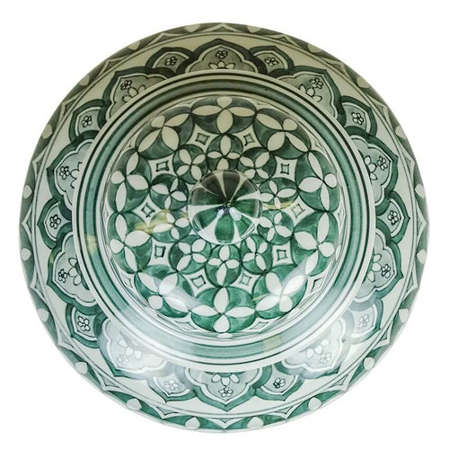 Zara Hunter Green White Ceramic Temple Jar