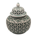Zara Hunter Green White Ceramic Temple Jar