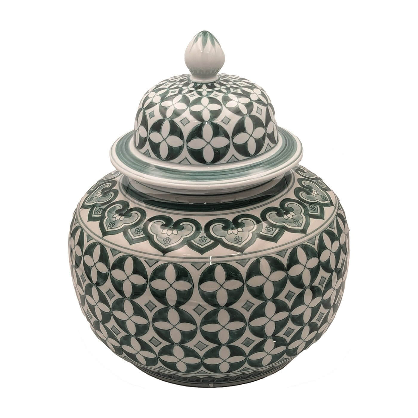 Zara Hunter Green White Ceramic Temple Jar